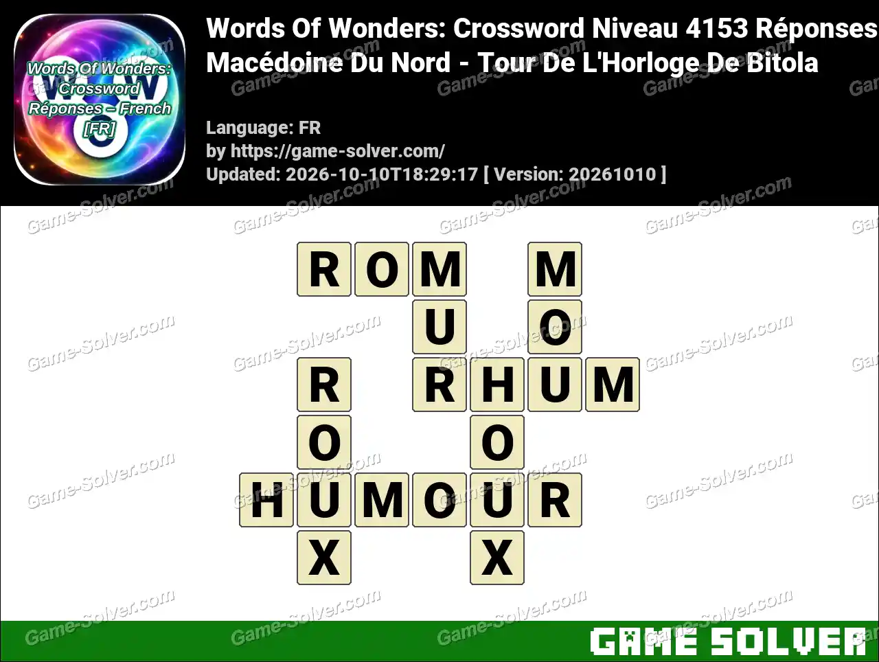 Words Of Wonders: Crossword Niveau 4153 Réponses – Macédoine Du Nord – Tour De L’Horloge De Bitola